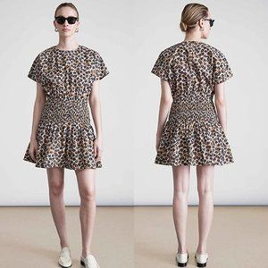 Apiece Apart Mana Mini Dress Women's Leopard Bouquet Size: Small NWOT